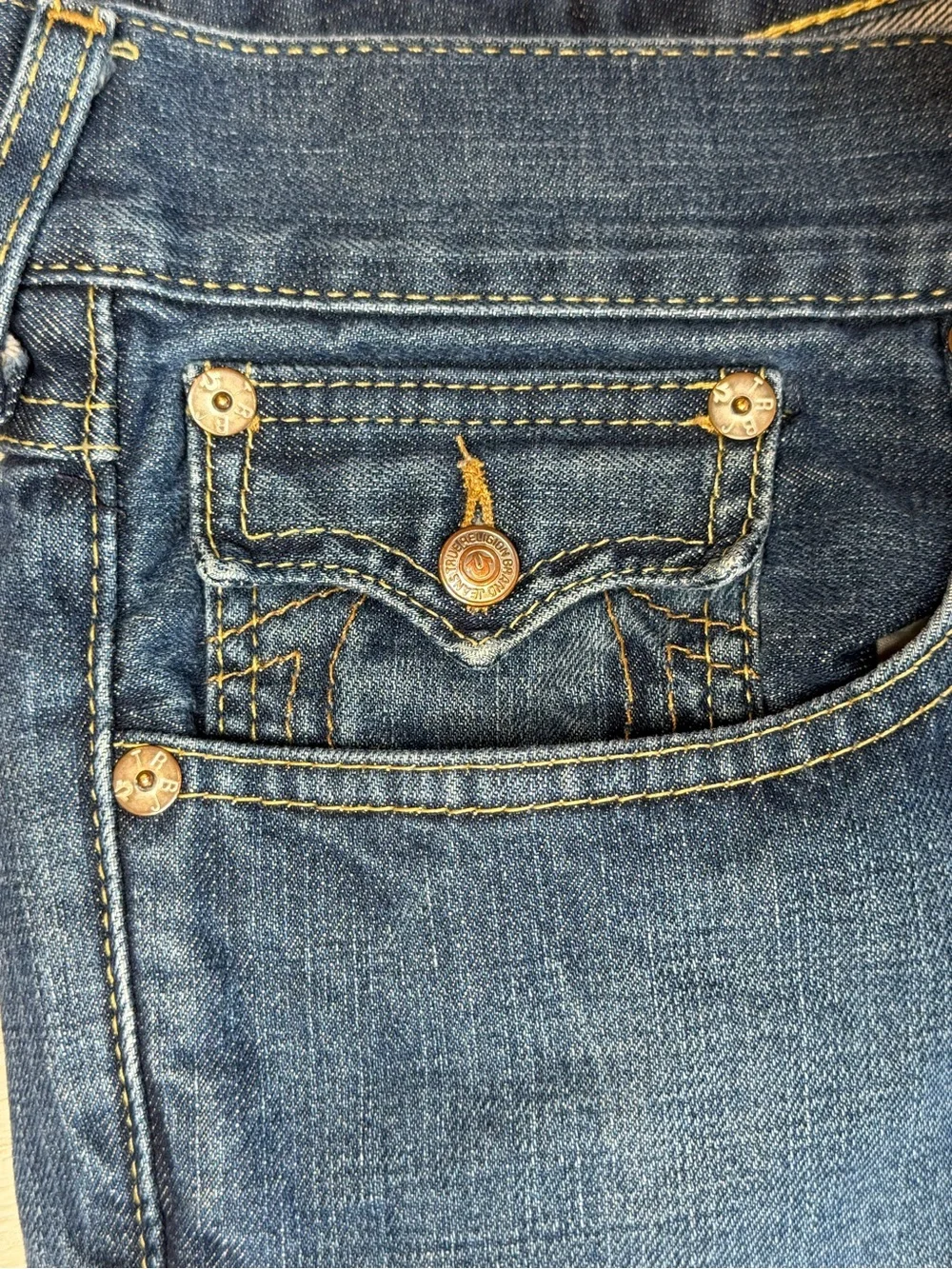True Religion Ricky Straight Leg Flap Pocket Jeans Mens Size 36 Waist 38-39”